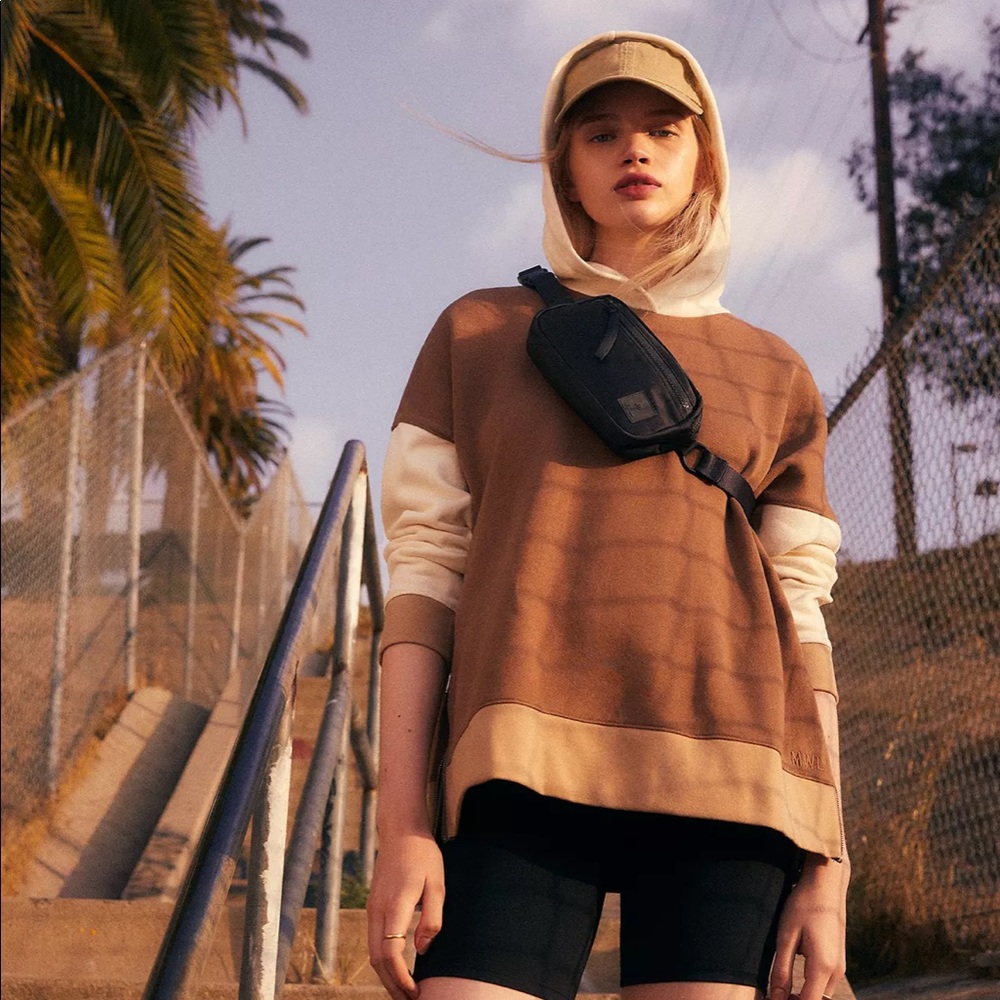 Madewell betterterry side-zip hoodie sweatshirt in colorblock